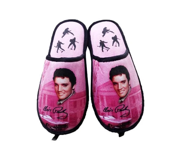 Elvis slippers pink guitars