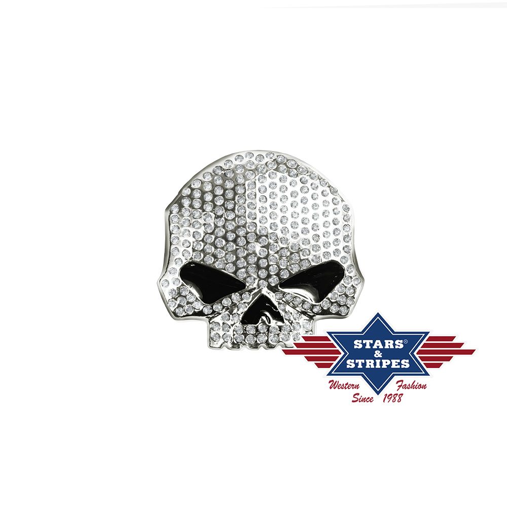 Skull Belt Buckle with Rhinestones