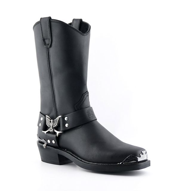 Biker boots Eagle Hi High Leg Harness Boots Goodyear Welted Leather upper Rubber soles Metal Eagle Decorations str 40-46 