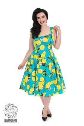 Vintage Blue Lemon Dress size xs-6xl Kr 590,-