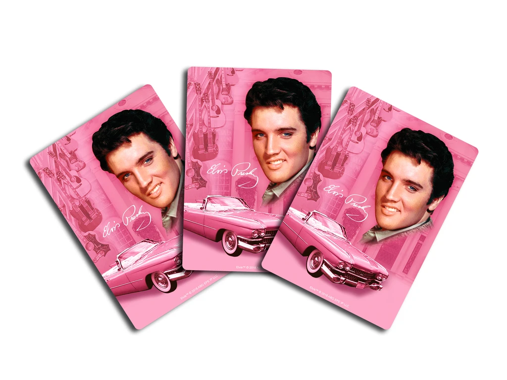 Elvis playing cards pink