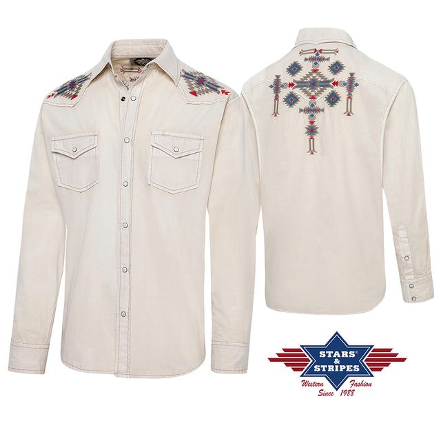 white western skjorte, cowboy mønster