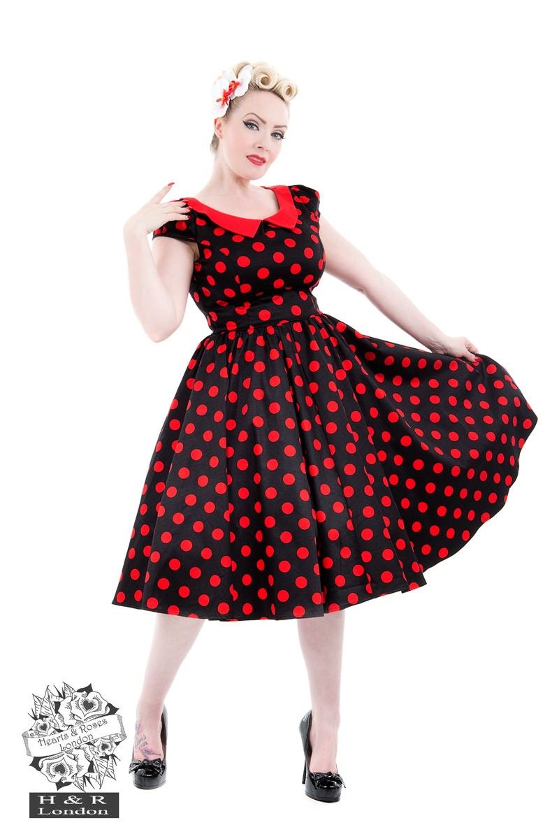 Black Red Large Polka Dot Swing Dress size 8-18 Kr 590,-