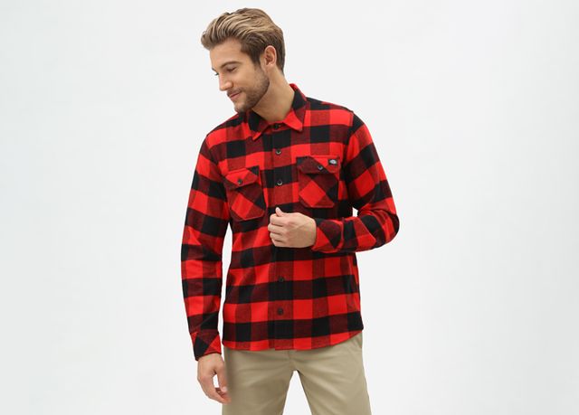 Dickies workwear rød herreskjorte str Xs-3Xl pris 749-,