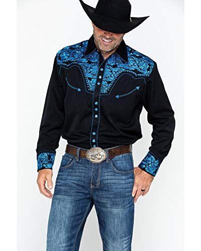 westernskjorte cowboyskjorte Scully blå p-634