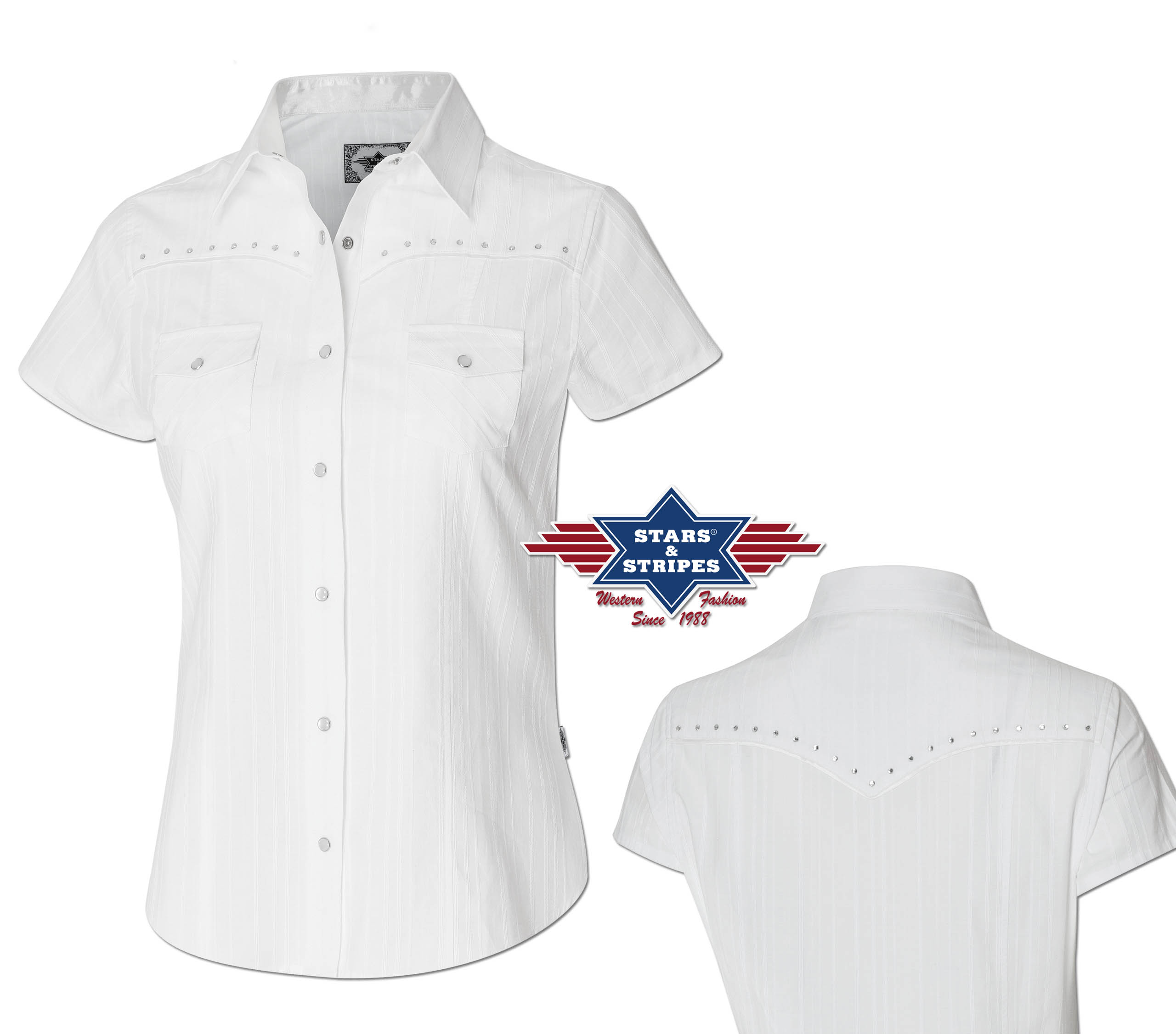Cowboy skjorte dame hvit Amelie Str S-3Xl Pris 590-,