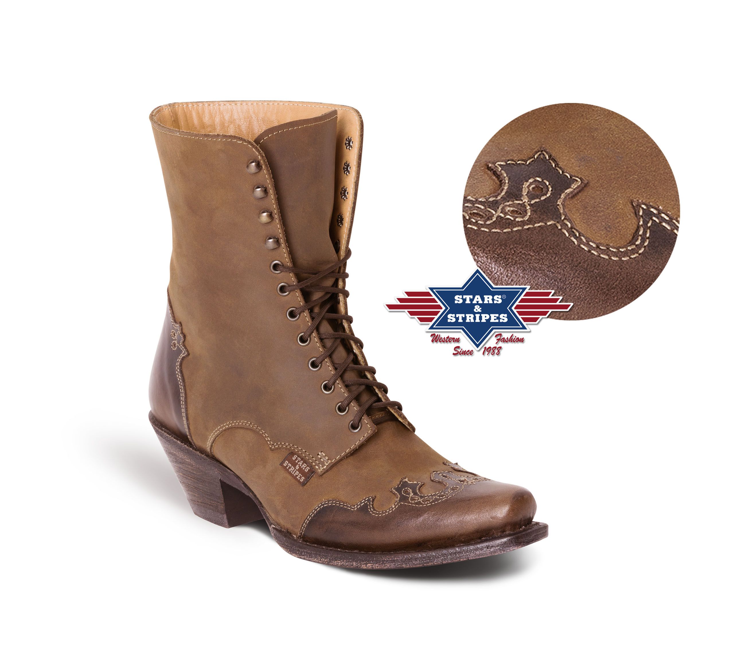 WB-20 Westernstiefel Cowboystiefel Leder Boots Handmade Stars & Stripes Neu
